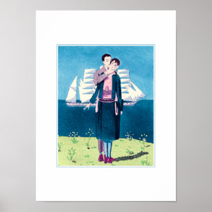 Amor. Poster da arte do art deco