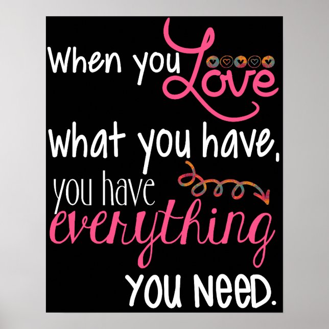 Amor Poster preto branco e rosa 20" x 16" (Frente)