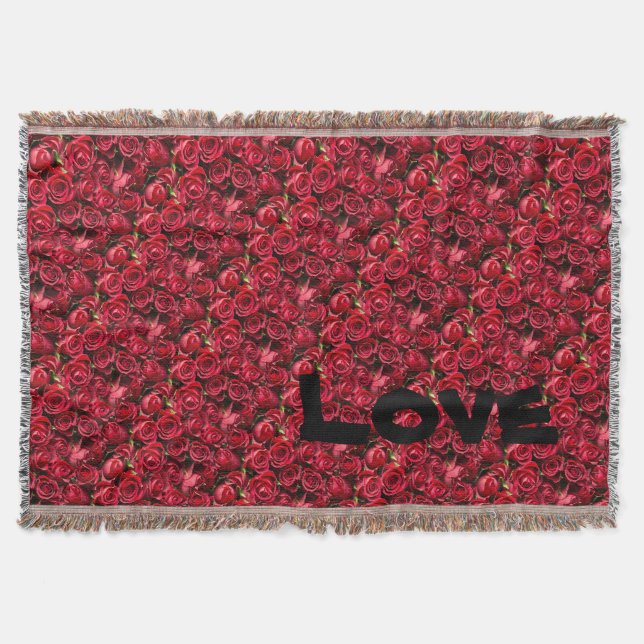 "AMOR" & Rosas Cobertor de Lançar do Dia das Mães (Frente)
