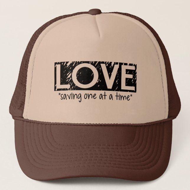 Amor "salvando um de cada vez" Boné (preto) (Frente)