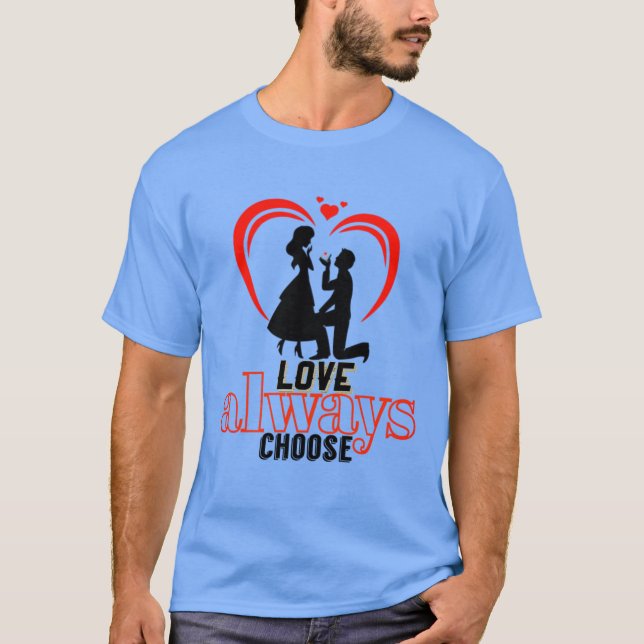 💖 amor sempre escolhe a camiseta escura básica ma (Frente)