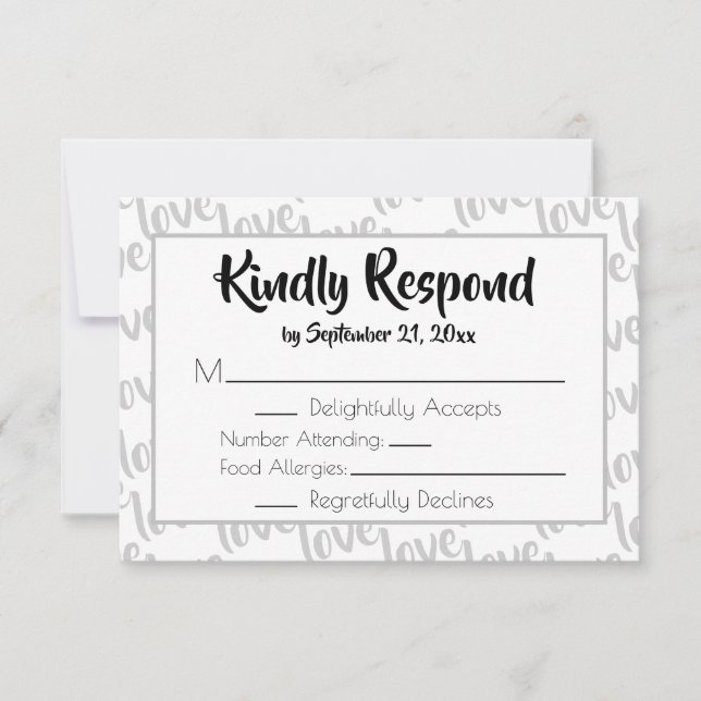Amor Tipografia Moderna de Letra RSVP (Frente)