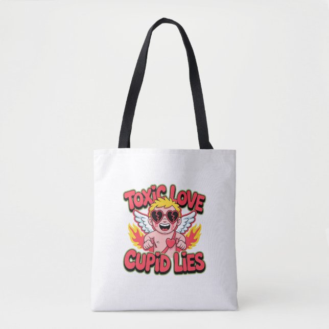 Amor Tóxico - Cupido Mente Escuro Tote Bag (Frente)