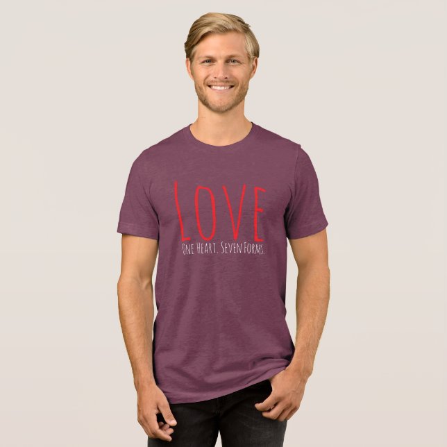 Amor - Um Coração. Sete Formas Camiseta (Frente Completa)