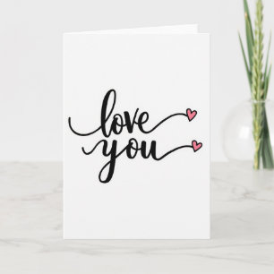 Amor Você Corações Rosa Script Cartão Liso