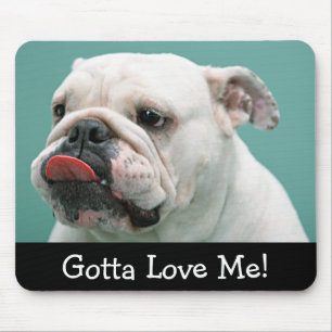 Amor White Bulldog Puppy Dog Mousepad