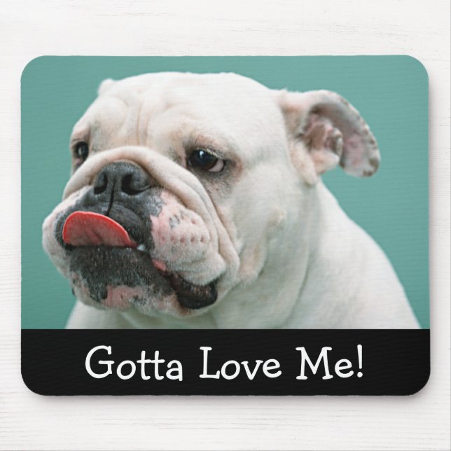 Amor White Bulldog Puppy Dog Mousepad (Frente)