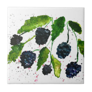 amoras frutas aquarela Azulejo cerâmico Pequeno 