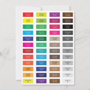Amostras de cores CMYK e Hex Code