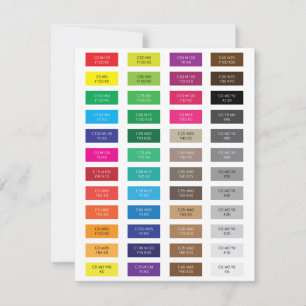 Amostras de Cores em CMYK e Código Hexadecimal