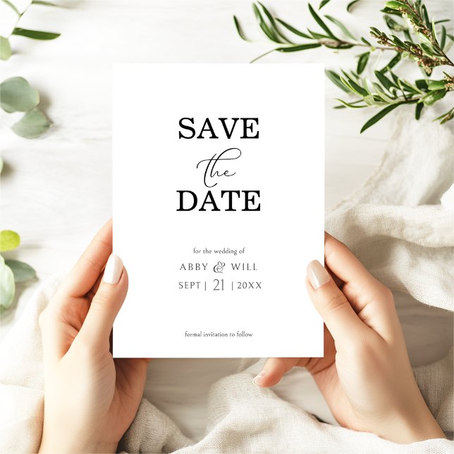 Ampersand Moderno Salve o Anúncio de Data (Save the Date Wedding Invitation with Decorative Heart Ampersand. Modern Chic Trendy. Austen & Grace)