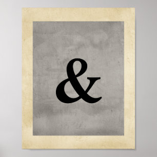 ampersand poster distressed gray shabby chic style
