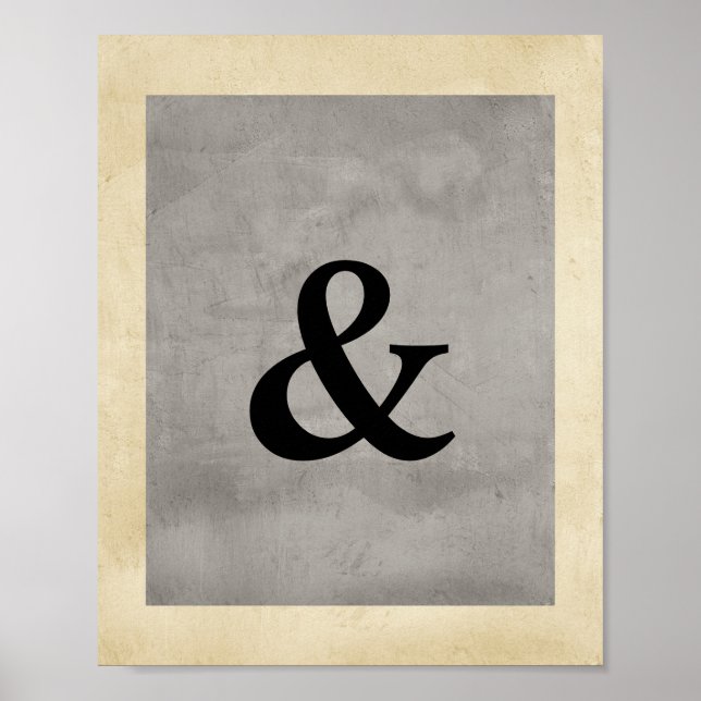 ampersand poster distressed gray shabby chic style (Frente)