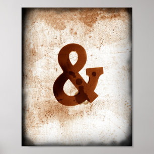ampersand poster vintage look in sepia