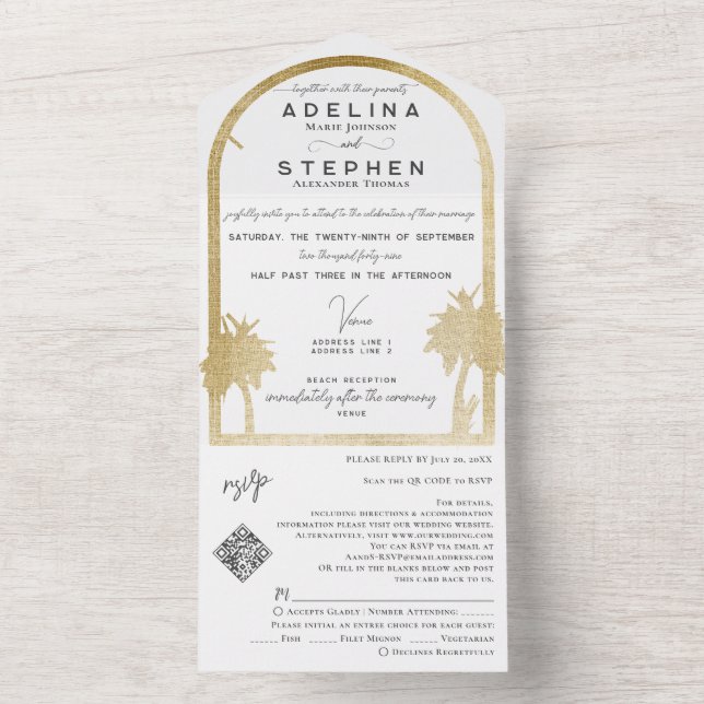 Ampersand Tropical Beach Palms Trees RSVP Código Q (Inside)