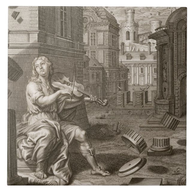 Amphion constrói as paredes de Thebes pela música (Frente)