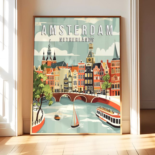 Amsterdã Holanda Poster Arte Impressão, Cidade Ret (Criador carregado)