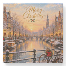 Amsterdã Natal Inverno Canal Praça Porta-Copos