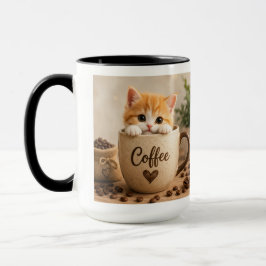 Amuleto de Gatinho na Xícara de Café