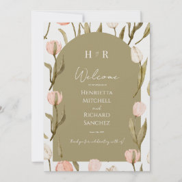An elegant wedding invitation in olive green