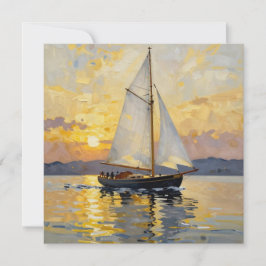 An Impasto Illustration of a Sailboat at Sunset