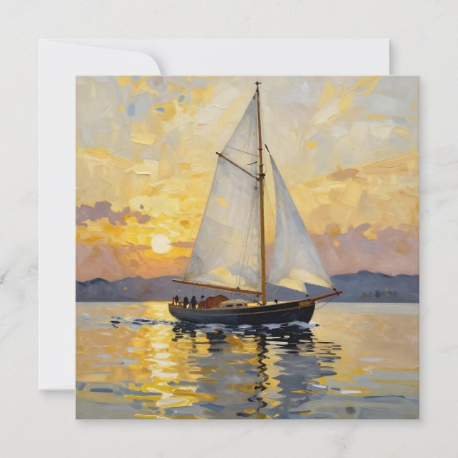 An Impasto Illustration of a Sailboat at Sunset (Frente)