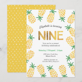 Ananás tropical 9º Convite de aniversário