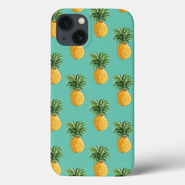 Ananases Tropicais Em Teal (Verso)