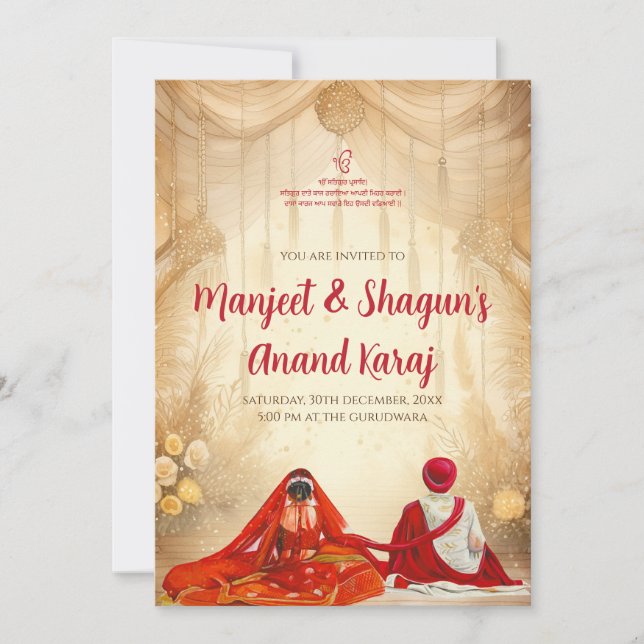 Anand Karaj Digital convida convites Sikh (Frente)
