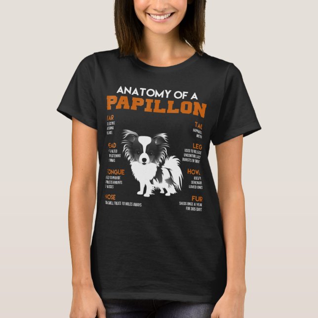 Anatomia De Um Papillon Cães Para Camisa Engraçado (Frente)