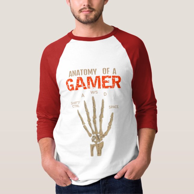 Anatomia de uma camiseta de teclado com esqueleto  (Frente)