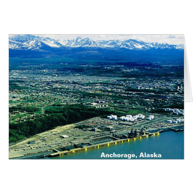 Anchorage Alaska Aerial Cartão com fotos (Frente Horizontal)