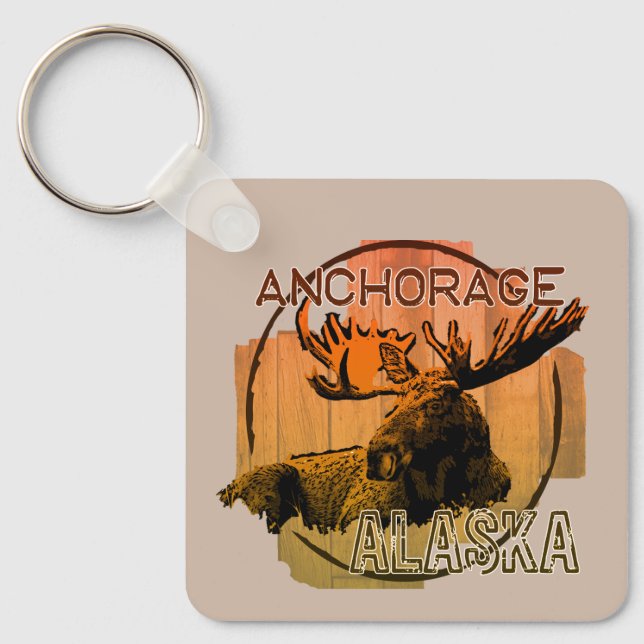 Anchorage Alaska orange chaveiro (Frente)