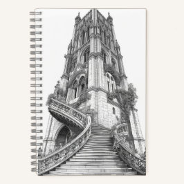 Ancient Stone Tower with Winding Brick Staircase