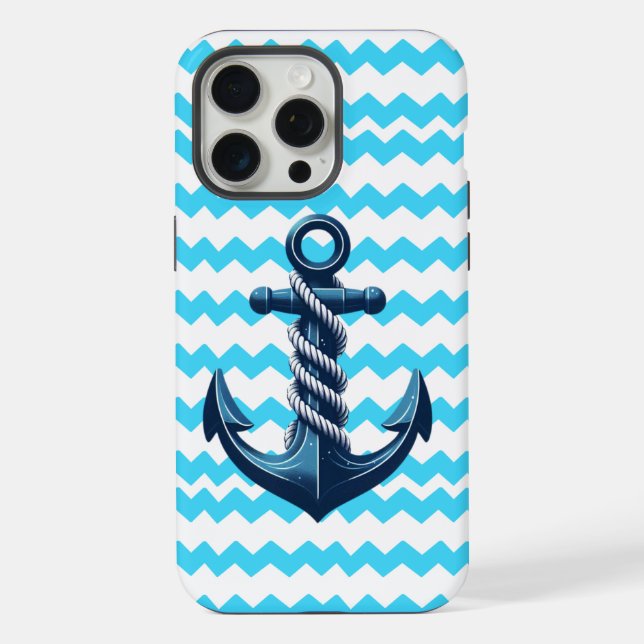 Âncora azul com ondas azuis (Verso)