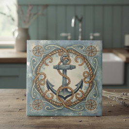 Âncora de Aquarela, Corda & Rosa dos Ventos ID1203