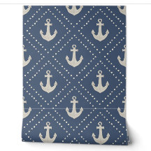 Âncora de Aquarela Diamante Azul Marinho Costeiro