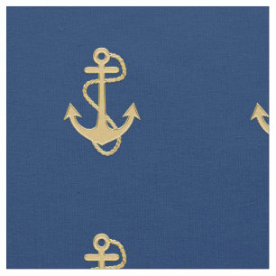 Âncora do ouro no Tecido Náutico Azul Marinho
