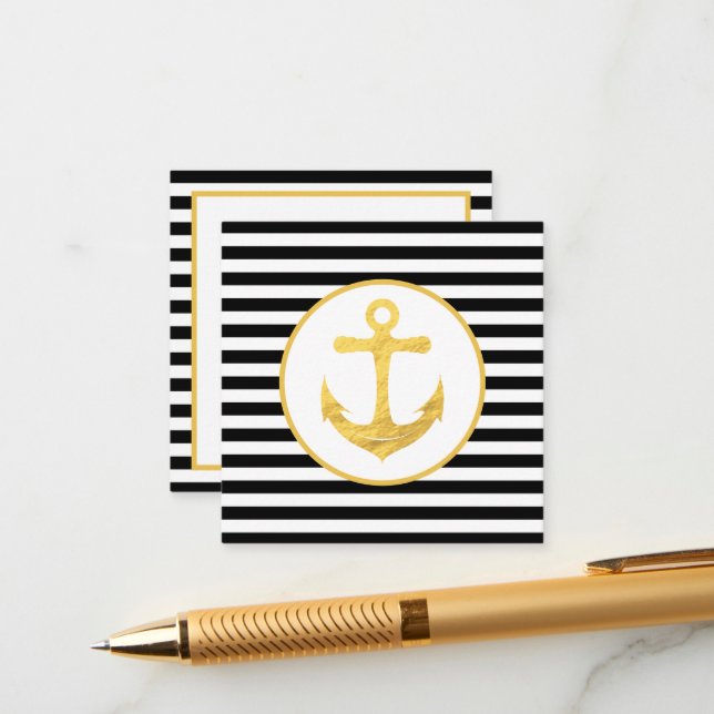 Âncora e faixas | Tema náutico | Cartão de gabinet (Frente/Verso In Situ)