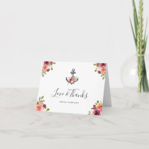 Âncora Náutica Agradecimento Floral Aquarela