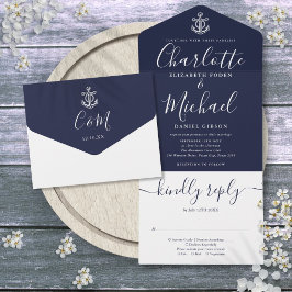 Âncora Náutica Casamento Azul Marinho E Branco Scr