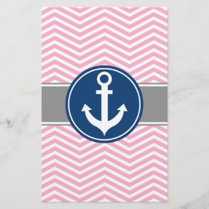Âncora náutica cor-de-rosa Chevron