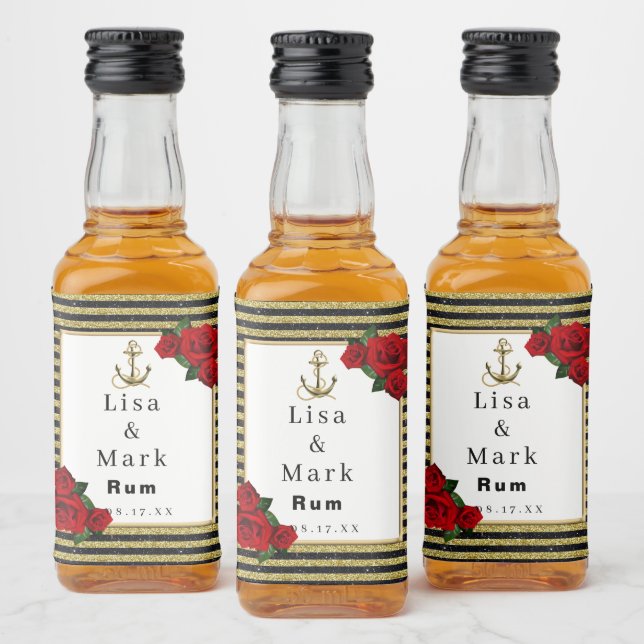 Âncora Náutica Dourada Stripes Negras Mini (Garrafas)