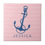 Âncora Náutica marinho Azul Do Barco, A Rosa<br><div class="desc">Marinho azul de âncora de barco náutico 2 ilustrado com rosa claro e estampas brancas de estanho. Monograma personalizável com sotaques azuis de marinho. Se precisar de ajuda para personalizar qualquer um dos meus designs, entre em contato com o designer do ArtOnWear. Formatação de texto livre com ajuda ao vivo...</div>
