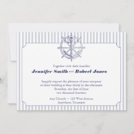 Âncora Náutica no Convite para Casamento de Stripe