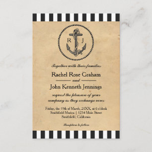 Âncora Náutica Vintage - Convite para Casamento 3x
