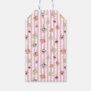 Âncoras Florais na Etiqueta de Presente de Listras
