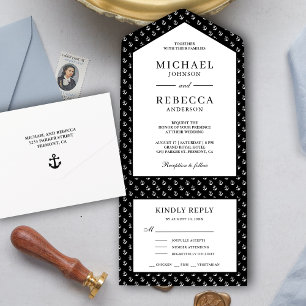 Âncoras Pretas e Brancas Casamento Náutico