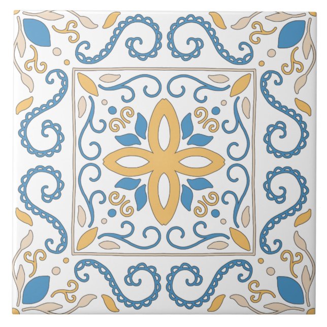 Andalouse Geométrico Vermelho Azul Cor-de-Rosa-Lar (Frente)