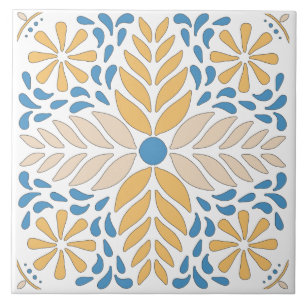Andalouse Laranja Azul Rosa Floral Mediterrâneo